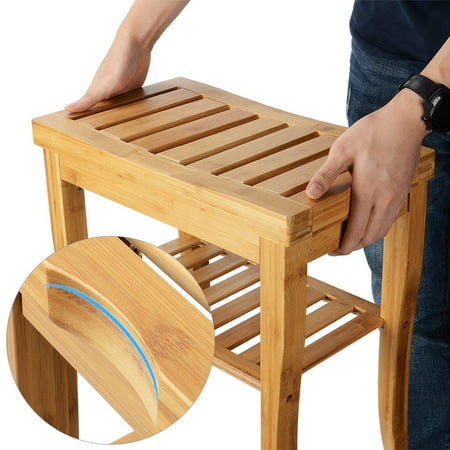 M/&W Banc de douche Tabouret de bain en bambou Petit siège Escabeau pour adultes Chaises de salle de bain et tabourets pour s/'asseoir moyen